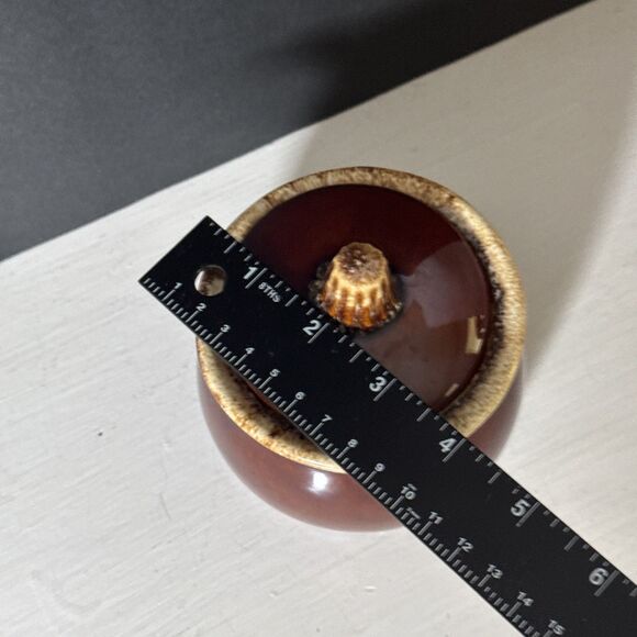 Vintage Hull Pottery - Brown Drip Glaze Sugar Bowl with Lid - Oven Proof USA - Picture 10 of 10